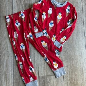 Boden Red Snowman Kids Pajamas